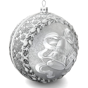 Set of 3 silver Christmas balls "Angel, Bells and a Happy childhood"